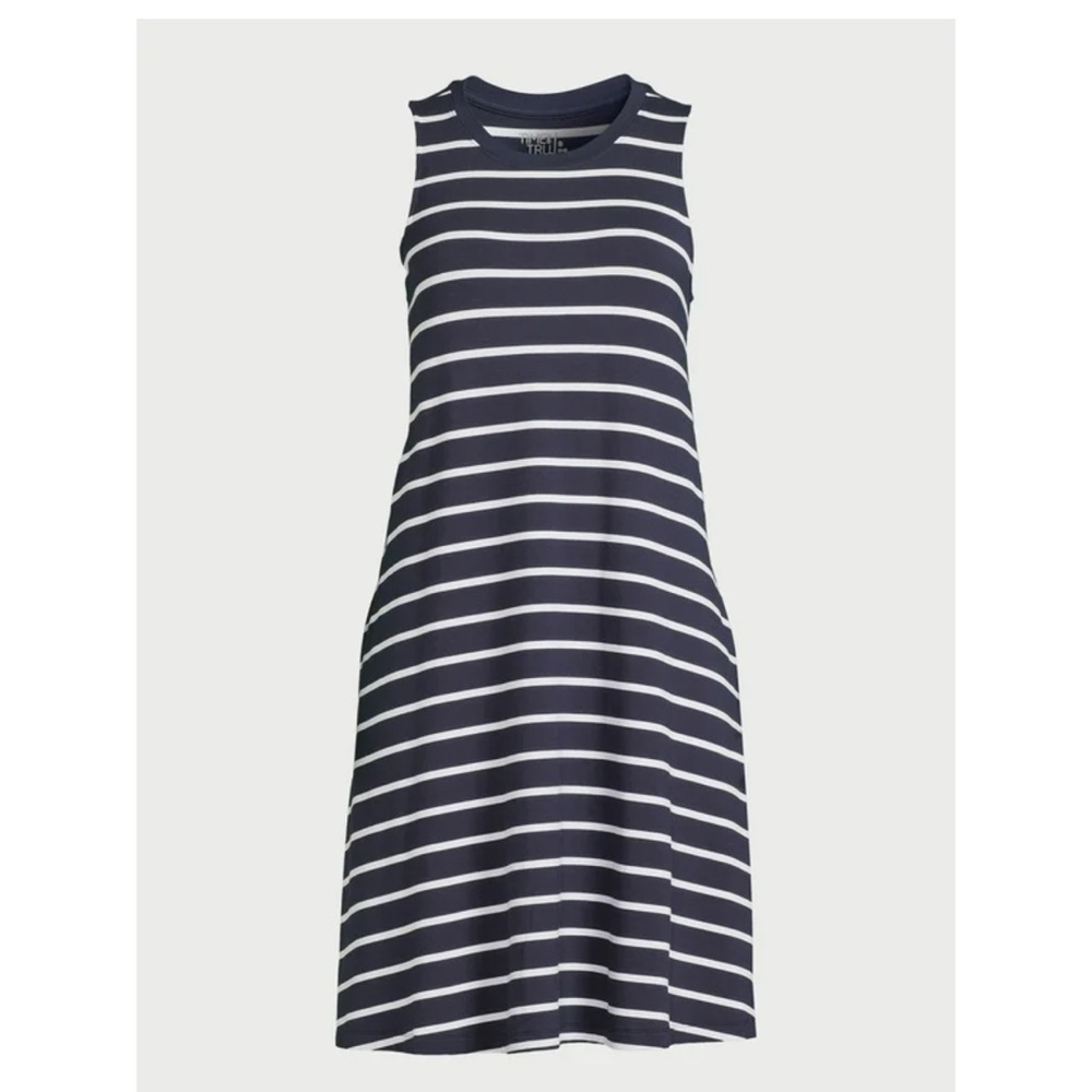 Time and Tru Navy and White Striped Dress